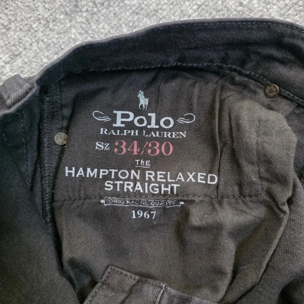 Polo Ralph Lauren Jeans Mens 34x30 Black Hampton Relaxed Straight Denim Preppy